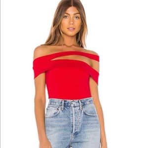 Revolve red bodysuit